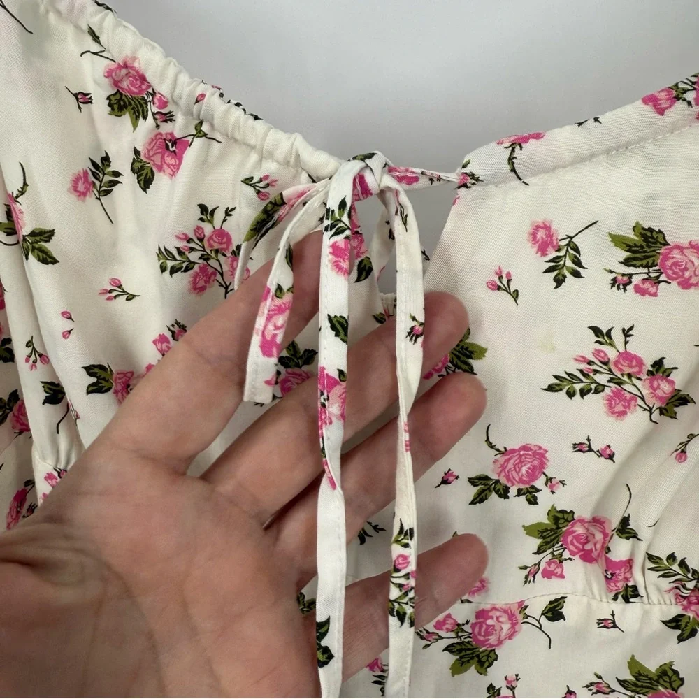 Spiritual Gangster NWT Pink and green floral rose Garden print mini dress XL - Picture 3 of 12